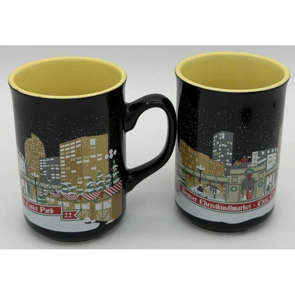 2 ChristkindlMarket 2022 Mugs Christmas German Market Denver CO‎ Black Cups